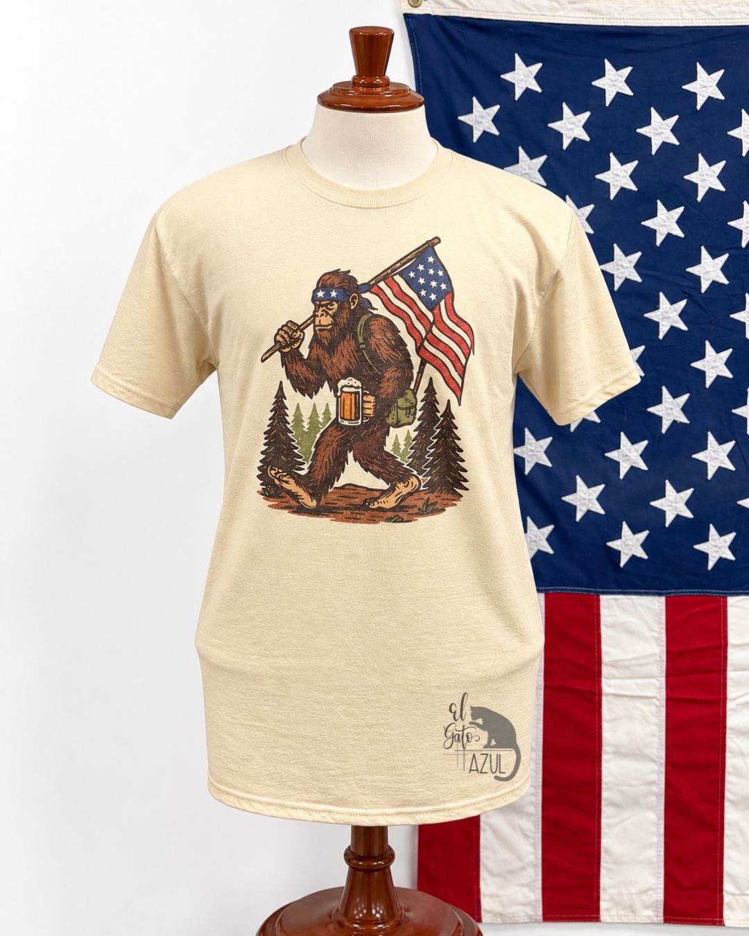 Sasquatch with American Flag