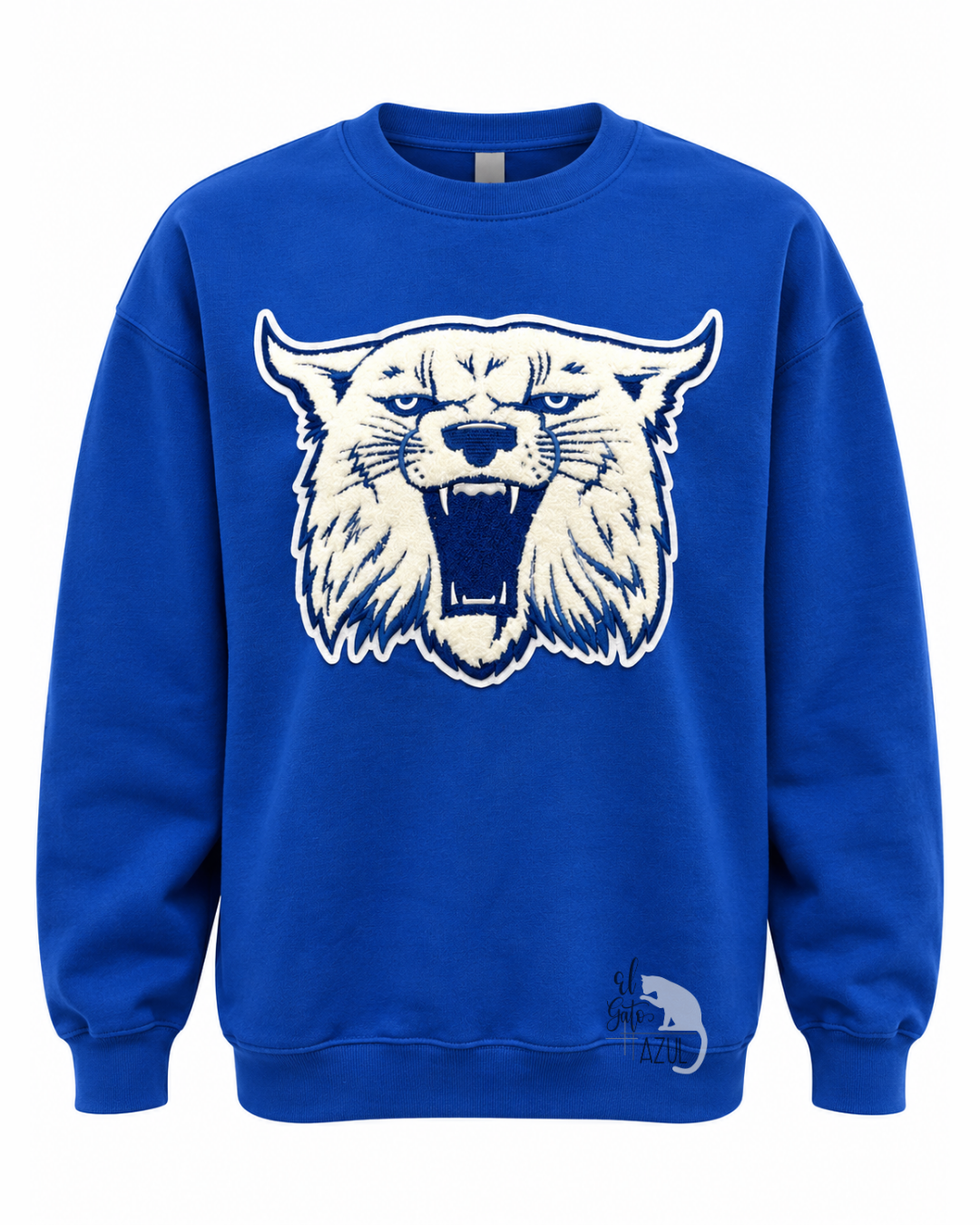Blue and White Vintage Wildcat Face