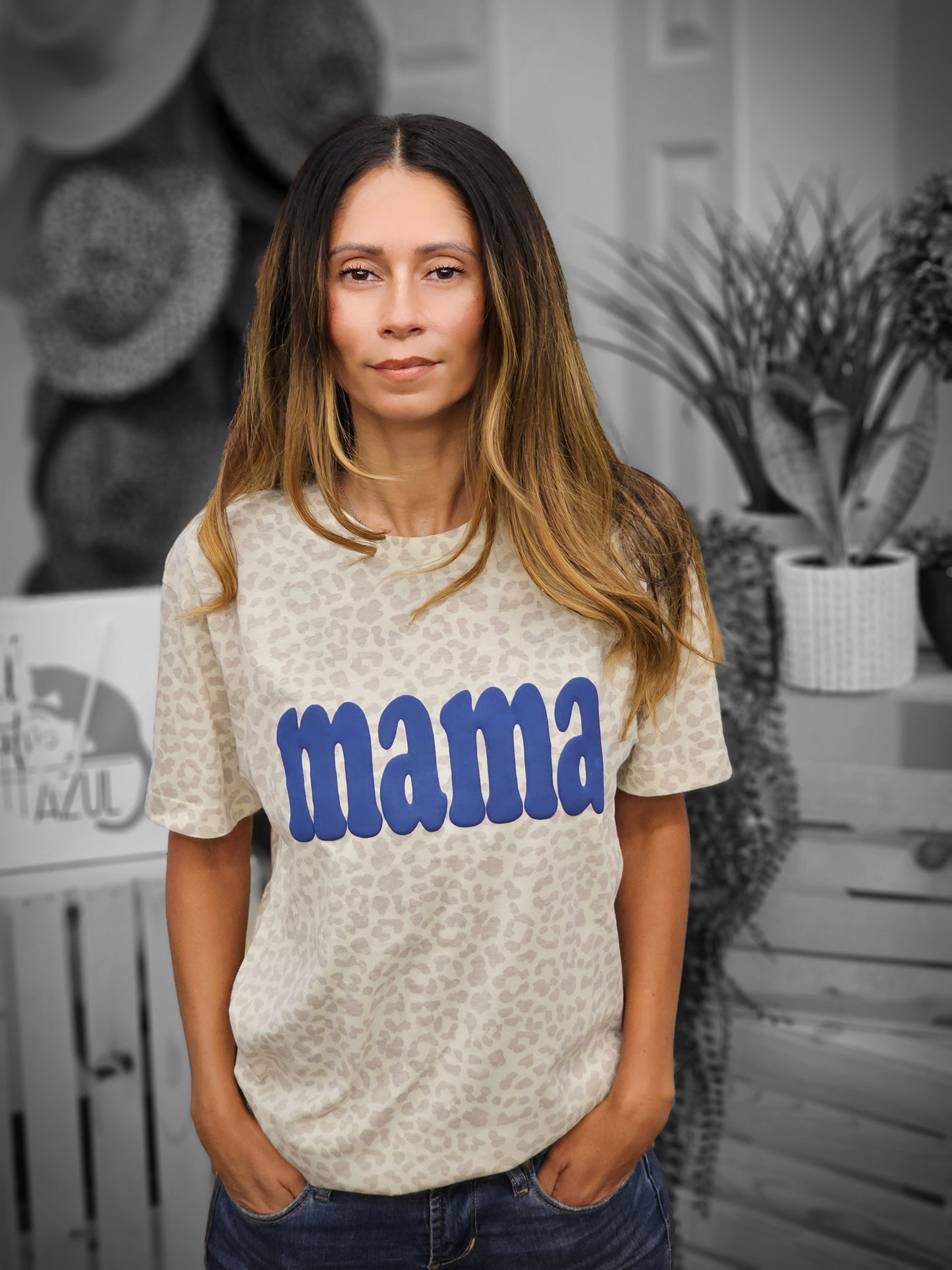 MAMA Blue on Faded Leopard