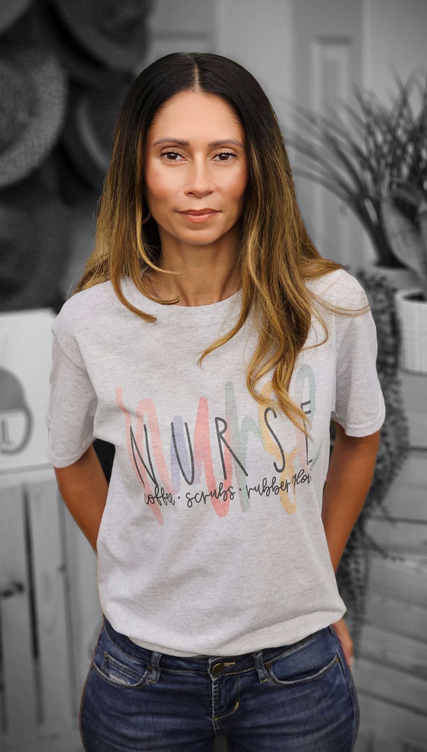 NURSE- Coffe- Scrubs- Rubber Gloves