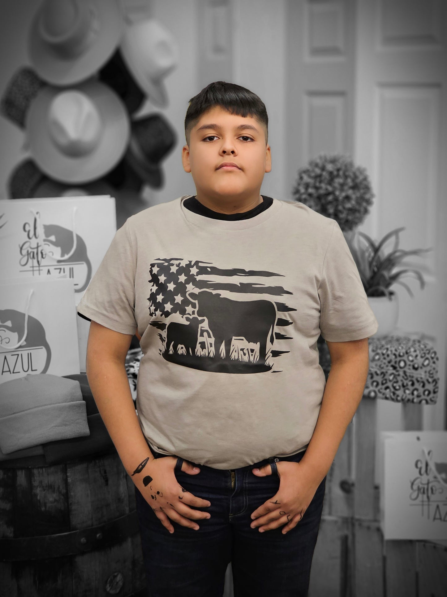 Cows/American Flag
