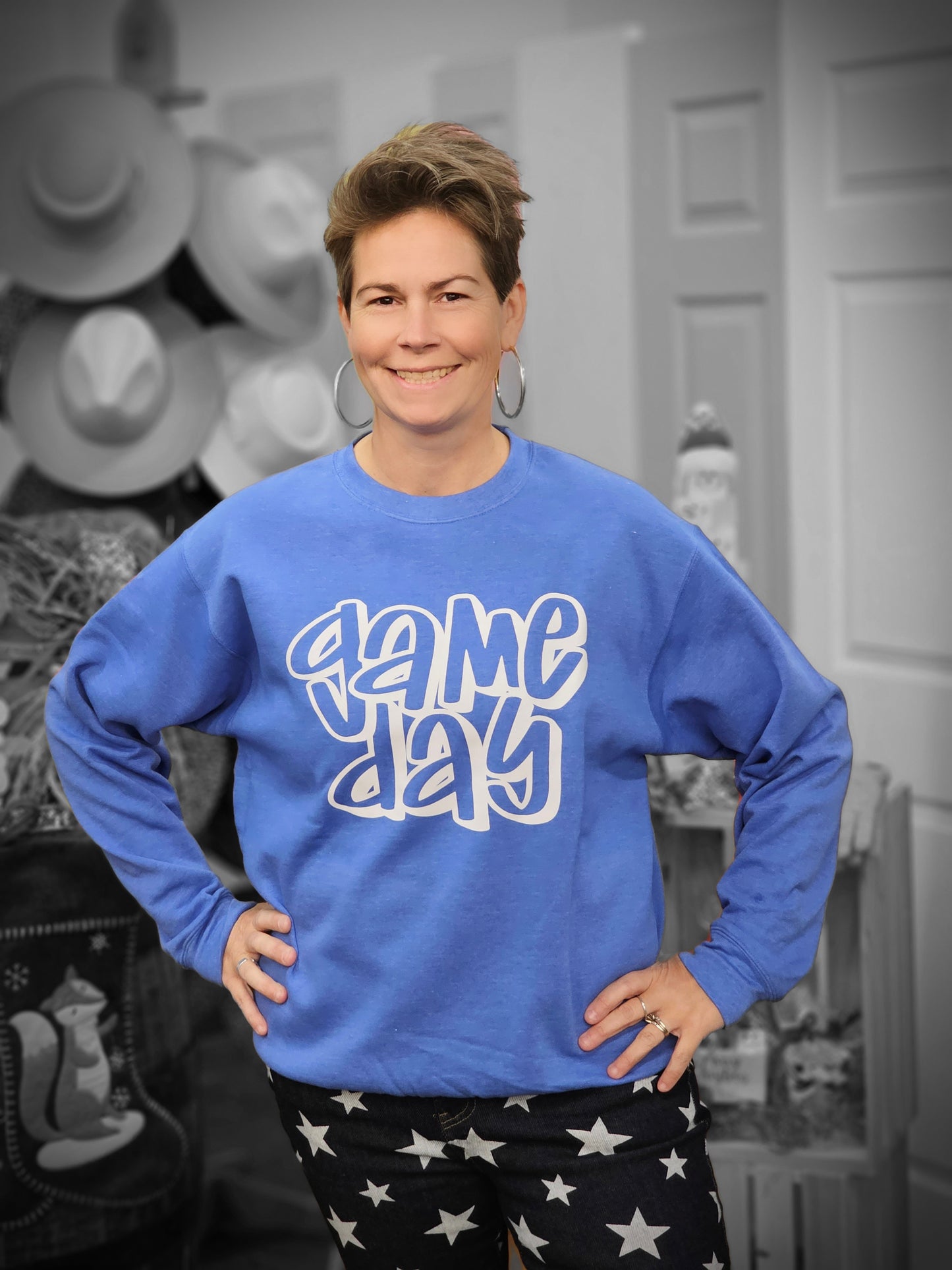 Game Day on Blue Heathered SWEATSHIRT