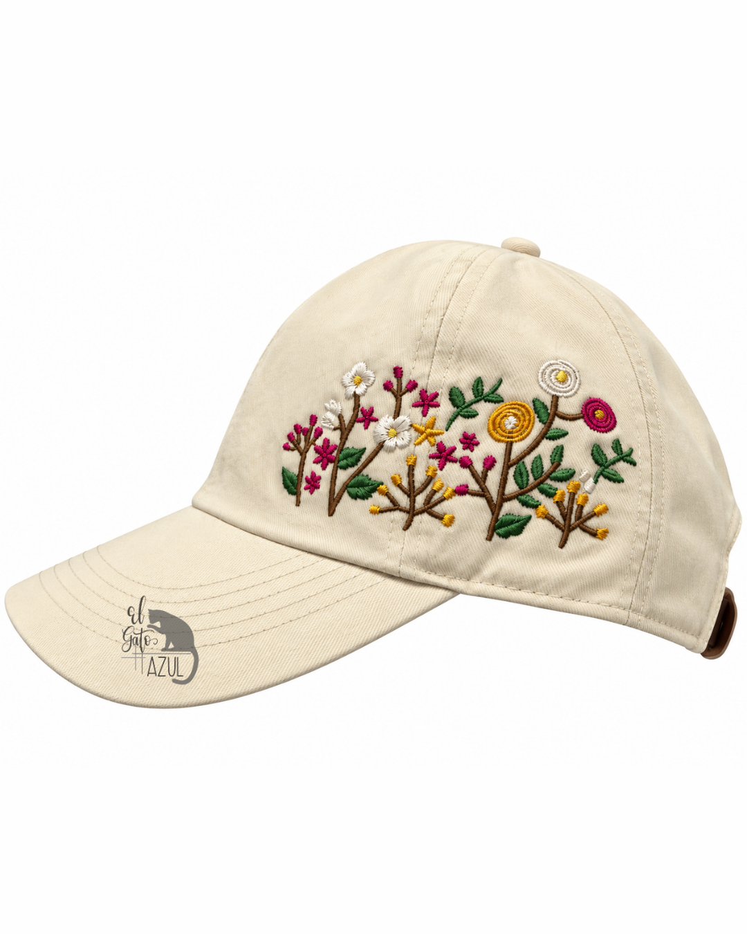 Cream Embroidered Flowers Hat