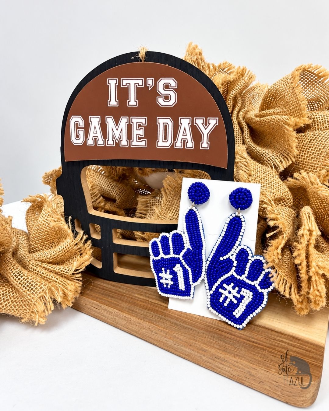 Foam Finger Beaded Earrings