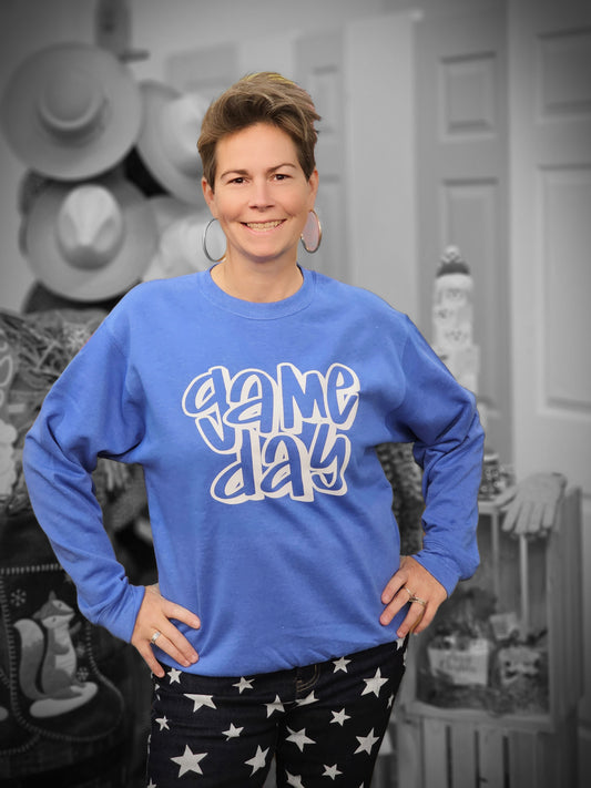 Game Day on Blue Heathered SWEATSHIRT